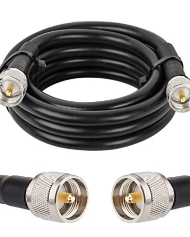 MOOKEERF 8ft KMR400 PL259 Male to Male Coaxial Cable - Low Loss UHF Cable for HAM, VHF Radio, SWR Meter, Antenna Analyzer