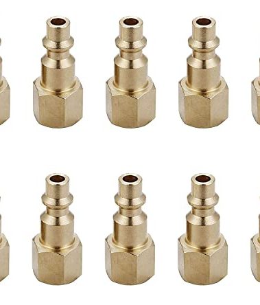 T TANYA HARDWARE Air Hose Fittings And Quick Connect Air Fittings, 1/4 Inch NPT Brass Female Air Coupler Plug (10 Piece) Industrial Type D, Air Compressor Fittings