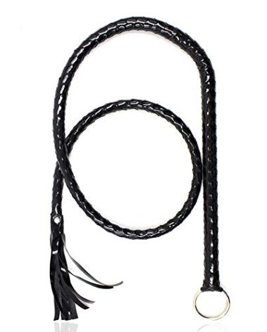 CALIDAKA Faux Leather Black Whip Costume Whip Handmade Bullwhip, Whip Costume Accessory Horse Riding Crops Equestrianism Whips for Stage Performance Racing Cosplay Costume Accessories