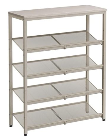 VASAGLE Shoe Rack for Entryway, 5-Tier Shoe Rack Organizer with Storage Shelves and Spacious Top, Freestanding, Adjustable, Industrial, Cappuccino Beige and Oatmeal Beige ULBS038L01