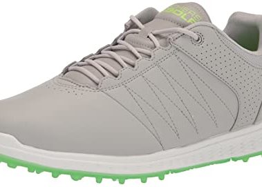 Skechers Men's Pivot Spikeless Golf Shoe, Gray/Lime, 10