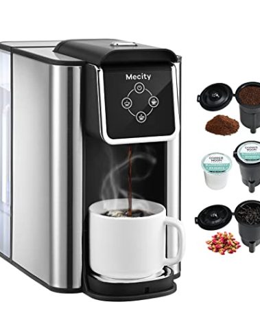 Mecity Coffee Maker 3 in 1 Single Serve Coffee Machine, Compatible with K cup Capsules, Instant Coffee Pot, Tea maker, 6,8,10 Oz Cup, Removable 50 Oz Water Reservoir, 120V 1150W