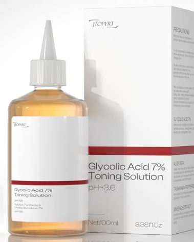 Glycolic Acid 7% Exfoliating Toner: Glycolic Acid Toning Solution Which Soothes and Hydrates The Skin 100ml