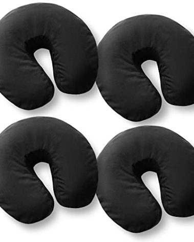 Saloniture 4-Pack Premium Microfiber Face Cradle Covers - Ultra Soft Fitted Massage Table Cradle Cover - Black