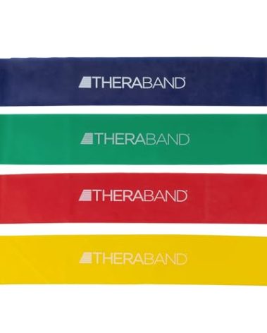 THERABAND Resistance Band Loop Set, Pack of 4, 18 Inch Band Loop Kit for Legs & Butt Workouts, Beginner to Advanced Levels for Exercise, Rehab, Physical Therapy, Stretching, & Strength Training
