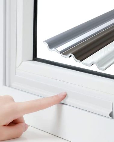 196 Inch Window Draft Stopper Foam Seal Strip, Self Adhesive Door Weather Stripping Top and Side Door Seal Strip, Soundproof Window Insulation Tape and Door Bottom Sweep Noise Gap Blocker (White)