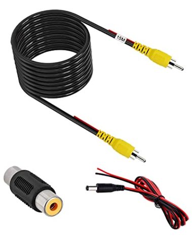 VOJKOREL Upgraded Double Shielded RCA Video Cable for Display and Reversing Camera Connection AV Extension, Car Reversing Rear View Camera Video (49FT/15M)