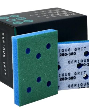 Serious Grit - 3" x 4" Foam Abrasive 280-380 Finish Sanding Pads - Fits Surfprep, Uneeda Ekasand, & Mirka - 1/2" Thick Soft Foam Hook & Loop Sandpaper Pads for 3x4 Sanders - Made in USA - 10 Per Box
