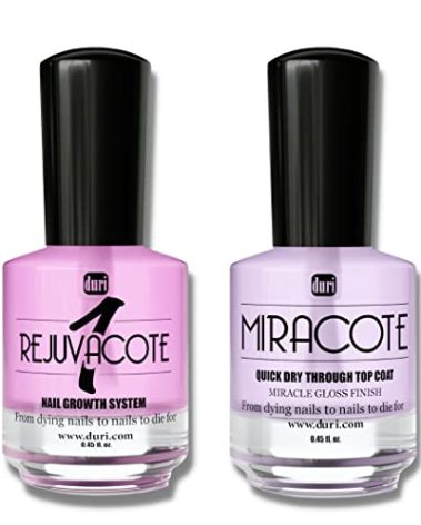 duri Rejuvacote 1 Original Maximum Strength Nail Growth System Base, Top Coat and Miracote Quick Dry Top Coat Combo