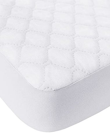 BlueSnail Quilted Waterproof Pack N Play Mattress Fitted Cover for Tollder, Portable Mini Crib Sheet, Comfortable and Breathable Playard Sheet (Snow White)