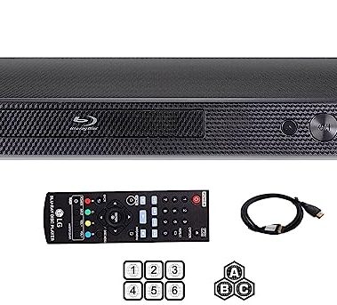 Region Free Blu-ray Player Compatible with LG BP Multi Region DVD Player 110-240 Volts with Dynastar 6 Foot HDMI Bundle