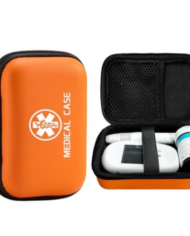 TINNALART Diabetic Organizer Carrying Case Kit, Diabetes Supply Case, Travel Blood Glucose Meter Glucometer Storage Bag（case only ） (Orange) (T1)
