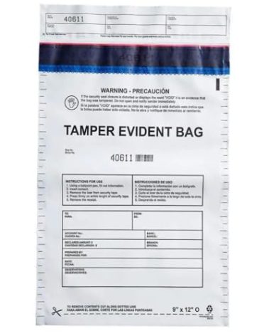 US PACK SMART 9”x12" Opaque Plastic Deposit Bags with Security Tape Tamper Evident - Secure Bank Deposits, Cash Handling, & Currency Transport | Self-Sealing Tape with Hidden Graphics | 100-Pack