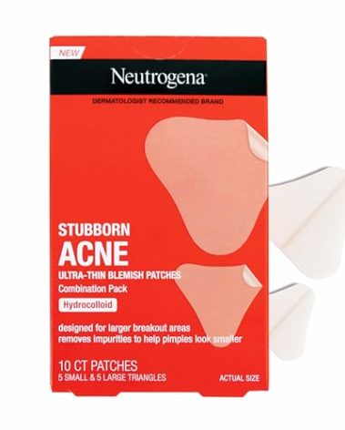 Neutrogena Stubborn Acne Ultra-Thin Blemish Patches, Acne Pimple Patches, Ultra-Thin Hydrocolloid Facial Stickers, Suitable for all Skin-Types, 10 Patches