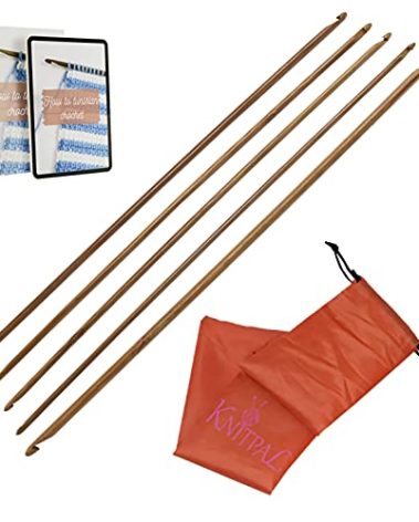 KnitPal 16-inch (40cm) Double Ended Tunisian Afghan Crochet Hooks Set - 6 US Sizes: K/6.5mm, 7mm, L/8mm, M/9mm, N/10mm, O/12mm - Long Tunisian Crochet Hooks