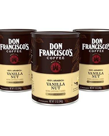 Don Francisco's Premium Vanilla Nut Ground Flavored Coffee: Rich, Aromatic 100% Arabica Beans - Family Crafted for a Delightful Morning Brew (3 x 12 oz Cans)