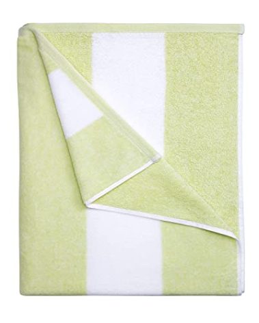 HENBAY Cotton Oversized Beach Towel - Large 70 x 35 Inch Pool Towel, Aqua Striped Quick Dry Swimming Cabana Towel