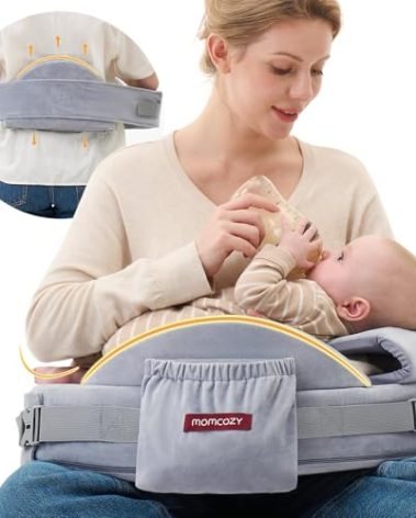 Momcozy CozyPro Nursing Pillow for Breastfeeding - All Around Ergonomic Comfort & Support - Pioneering Safety Fence - Plus Size Wider Feeding Pillow with Lumbar Support for Easier & Healthier Nursing