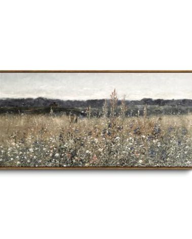 InSimSea Extra Large Framed Vintage Wall Art, Living Room Country Farmhouse Decor, Flower Meadow Landscape Paintings, Canvas Prints, Retro Scenery Long Pictures for Bedroom Above of Bed,20x40inch