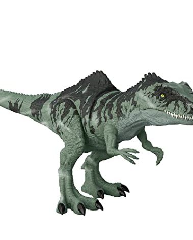 Mattel Jurassic World Dominion Strike 'n Roar Dinosaur Action Figure, Giganotosaurus Gray Dino Toy with Striking Motion & Sounds