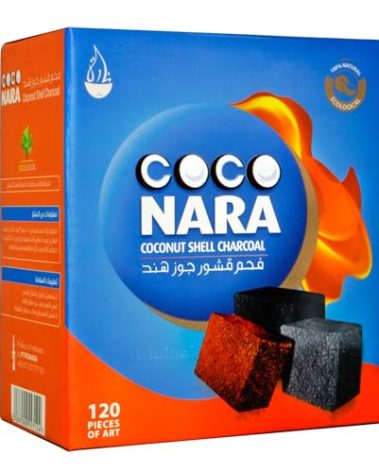 CocoNara Natural Coconut Shell Hookah Charcoal by Coco Nara 120 Count Pieces