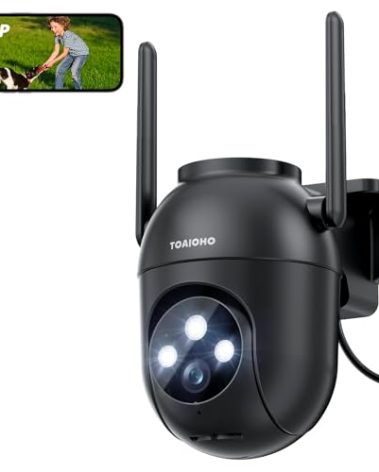 3MP Security Camera Outdoor Wired: Camera for Home Security Outdoor 2.4G/5G WiFi Homekit Dome Surveillance Video Cam Outside 360° PTZ Auto Tracking Color Night Vision 24/7 Recording Motion Detection