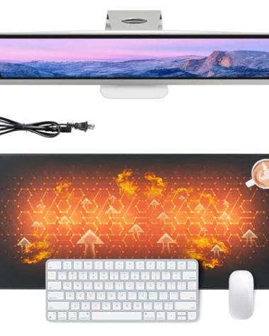 Bublonics Heated Mouse Pad, Warm Desk Pad,Heated Large Desk Mat with 3 Levels Heating,Gaming Mouse Pad Foot Warmer Pad for Home Office(Upgrade Version,Black,31.5" x 13")