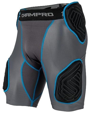 CHAMPRO mens 5-Pad Football Bull Rush 5 Pad Girdle, Black, Medium US