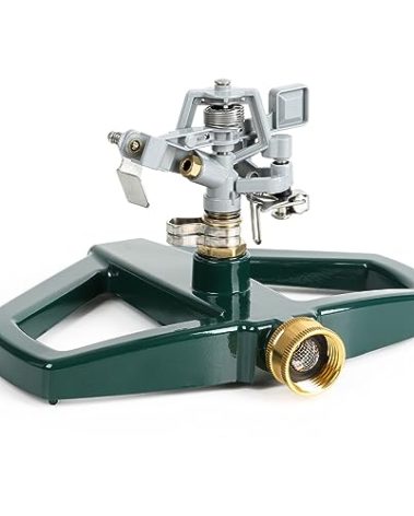 STYDDI Heavy Duty Impact Pulsating Sprinkler for Yard, All Metal Adjustable Rotating Circular Impulse Lawn Sprinkler for Medium to Large Areas, Lawn and Garden, Coverage up to 5,800 Sq. Ft