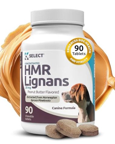 K9 Select HMR Lignans for Dogs - Enhancer for Overall Wellness, Immune Support for Dogs - Norway Spruce Extract Holistic Dog Health - Digestion, & Coat Care - Peanut Butter, 20mg, 90 Tablets
