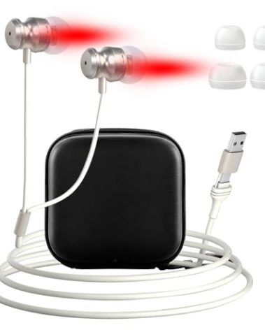 Red Light Therapy Device– Upgraded 650nm Red Light Therapy for Ears with USB & Type-C, Includes 2 Pairs of Silicone Ear Tips and Storage Case