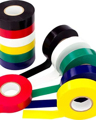 Weather-Resistant Colored Electrical Tape 60 Jumbo Roll 12 Pack. Color Code Your Electric Wiring Safely with Indoor/Outdoor PVC Vinyl, UL Listed to 600V, for a Variety of Taping Needs