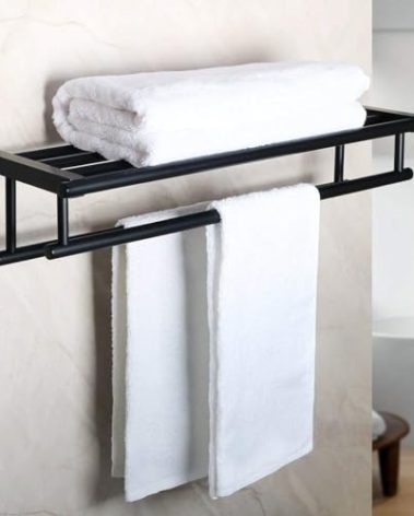 Alise Double Towel Rack for Bathroom,24 Inch Bathroom Tower Holder Towel Shelf with Double Towel Bars Wall Mount,SUS304 Stainless Steel Double Tower Bar for Bathroom Wall,Towel Hanger Matte Black