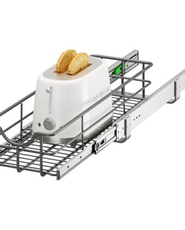 ALINE FURNITURE Pull Out Shelves - 8" W x 22" D Soft Close Pull Out Cabinet Organizer 1 Tier - Slide Out Drawers with Shelf Liner, Heavy Duty Steel Wire Baskets for Kitchen Cabinets, Pantry, Bathroom