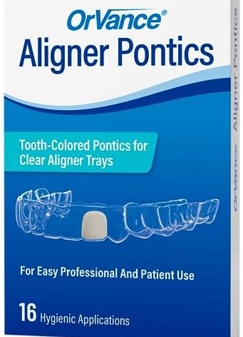 OrVance Aligner Pontics - Original (Medium) Shade (16 Count) | Temporary Tooth Replacement for Invisalign, Aligner Trays and Clear Retainers During Orthodontic Treatment