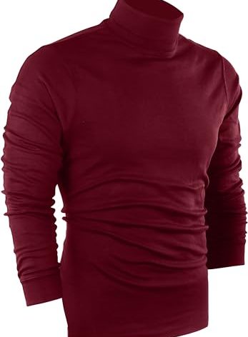 Utopia Wear Men's Turtleneck Slim Fit Shirt UPF 50+ Lightweight Pullover Top, XX-Large, Wine Red