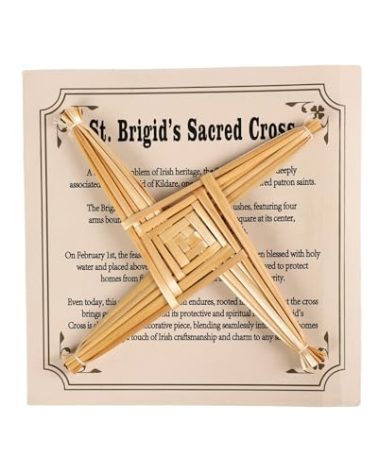Brilucky Traditional St. Brigid's Wall Cross, Celtic Cross Imbolc Decor, Irish Blessing Wall Decor, 8 Inch