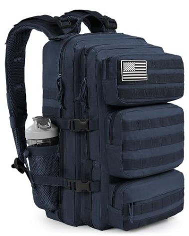 kookoomia Military Tactical Backpack 25L Day Backpack for Men Molle Army 3 Days Assault Pack Bug Out Bag Water Resistant and Heavy Duty Hiking Treeking Rucksack - Dark Blue
