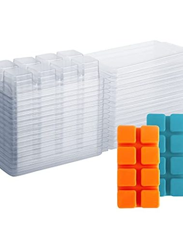 EUPNHY Wax Melt Containers - 8 Cavity Clear Empty Plastic Molds - 100 Packs Cubes Clamshells for Tarts and Melts
