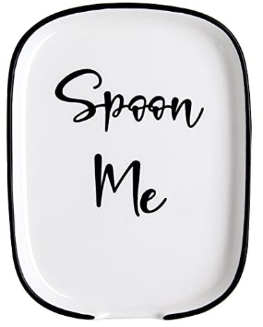 Ceramic Spoon Rest for Stove Top, Large Spoon Holder for Kitchen Counter, White Coffee Spoon Rest, Heat-Resistant Cooking Utensil Rest, Modern Farmhouse Kitchen Décor