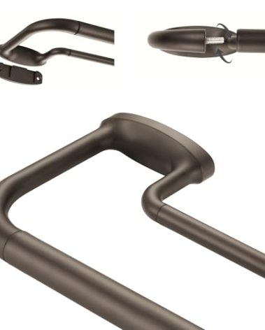 Mayrhyme Double Curtain Rods, Wrap Around Curtain Rod for Windows, Internal Splicing 1'' Front and 5/8'' Back Adjustable Curtain Rod with Aluminum Finials and Brackets (Dark Bronze, 28-120")