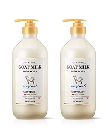 SHOWERMATE AEKYUNG Premium Goat Milk Body Wash Original For Smooth Sensitive Skin, Non-Irritation Mostiurizing PH Balancing Body Cleanser With Herb Pure Complex, 27 Fl Oz, Pack Of 2
