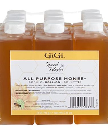 GiGi All Purpose Honee Roll-On Hair Removal Wax, Easy and Quick, Soft Wax Refill, 2.8 oz., Pack of 12