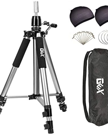 GEXWORLDWIDE GEX 63" Heavy Duty Mannequin Tripod Stand for Wig Cosmetology Training Practice Doll Manikin Head Tripod Wig Stand With Travel Bag (Silver)