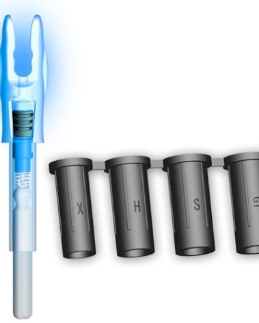 CosiComu 6PCS G Lighted Nocks for Arrows with .165 .204 .233 .244 .246 Inside Diameter with X, H, S, GT Bushings LED Light up Knocks (Blue)