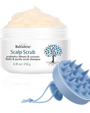 Bablabear Scalp Exfoliator Scrub,Itchy Scalp Treatment for Dandruff, No Sulfate Hair Scrub To Soothe a Dry, Flaky,Scalp,Removes Buildup,Clarifying Shampoo With Scrubber