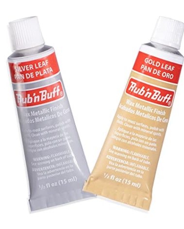 AMACO Rub n Buff Wax Metallic Finish 2 Color Kit - Gold Leaf and Silver Leaf Rub n Buff 15ml Tubes - Versatile Gilding Wax for Finishing Antiquing and Restoration - Set of 2 Rub and Buff Colors