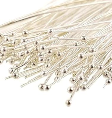 Silver Plated Quality Brass Ball Head Pins for Jewelry Making, Earrings - Hypoallergenic (50mm x 22 Gauge) 2 Inch
