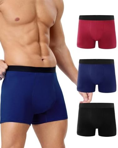 YESWEL Men's Incontinence Underwear, Leak Proof Washable Reusable Cotton Boxer Brief, Heavy Flow Bladder Leak 3 Pack (Multicolor, XXXX-Large)