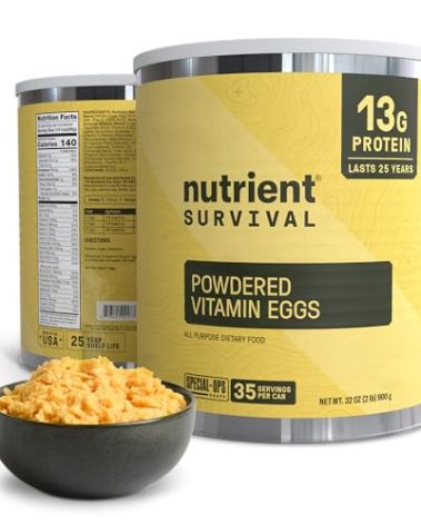 70 Egg Equivalent Nutrient Survival Vitamin Powdered Eggs Blend, Freeze Dried Prepper Supplies & Emergency Food Supply, 33 Essential Nutrients, Gluten Free, Shelf Stable Up to 25 Years Cage Free